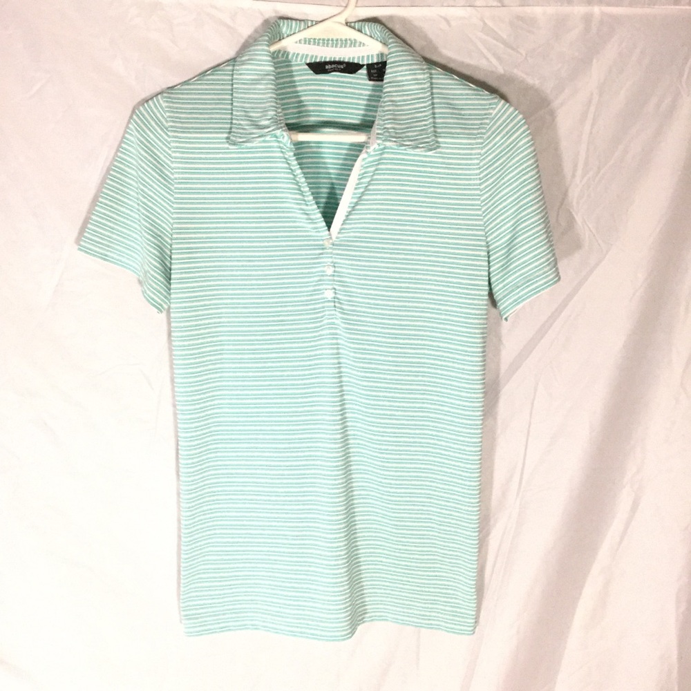 Abacus Golf Button Stripe Polo Shirt Athletic